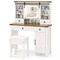 Costway Farmhouse Vanity Desk with Sliding Mirror Makeup Vanity Table with 3 Lighting Modes